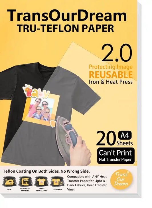 TransOurDream Printable Heat Transfer Vinyl for Inkjet Printer Tru-Iron on Heat  Transfer Paper for Light Fabric (25 Sheets, 8.5x11, Light 4.0) Iron-on  Transfers Paper for White T-Shirt