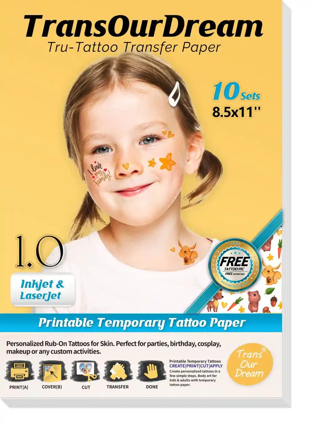 Temporary Tattoo Paper Printable for Body Skin TransOurDream