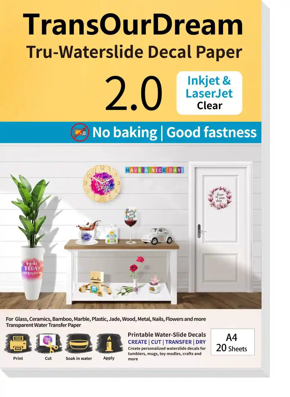 Decal Laser transparant waterslide A4 paper printbaar Decal Laser transparant waterslide A4 paper printbaar
